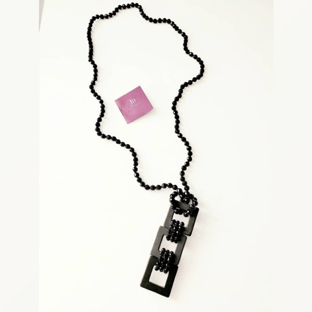 Jess David Black Faceted Bead Necklace w/Pendant